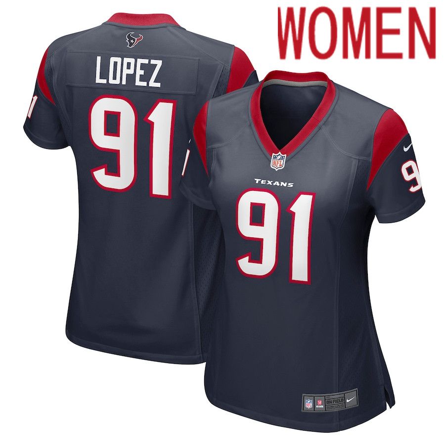 Women Houston Texans #91 Roy Lopez Nike Navy Player Game NFL Jersey->women nfl jersey->Women Jersey